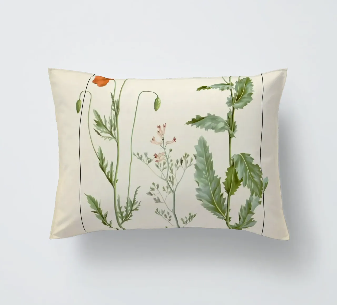 Stampa botanica vintage di papaveri e fiori selvatici - Giardino rustico A cuscino da ClubArt