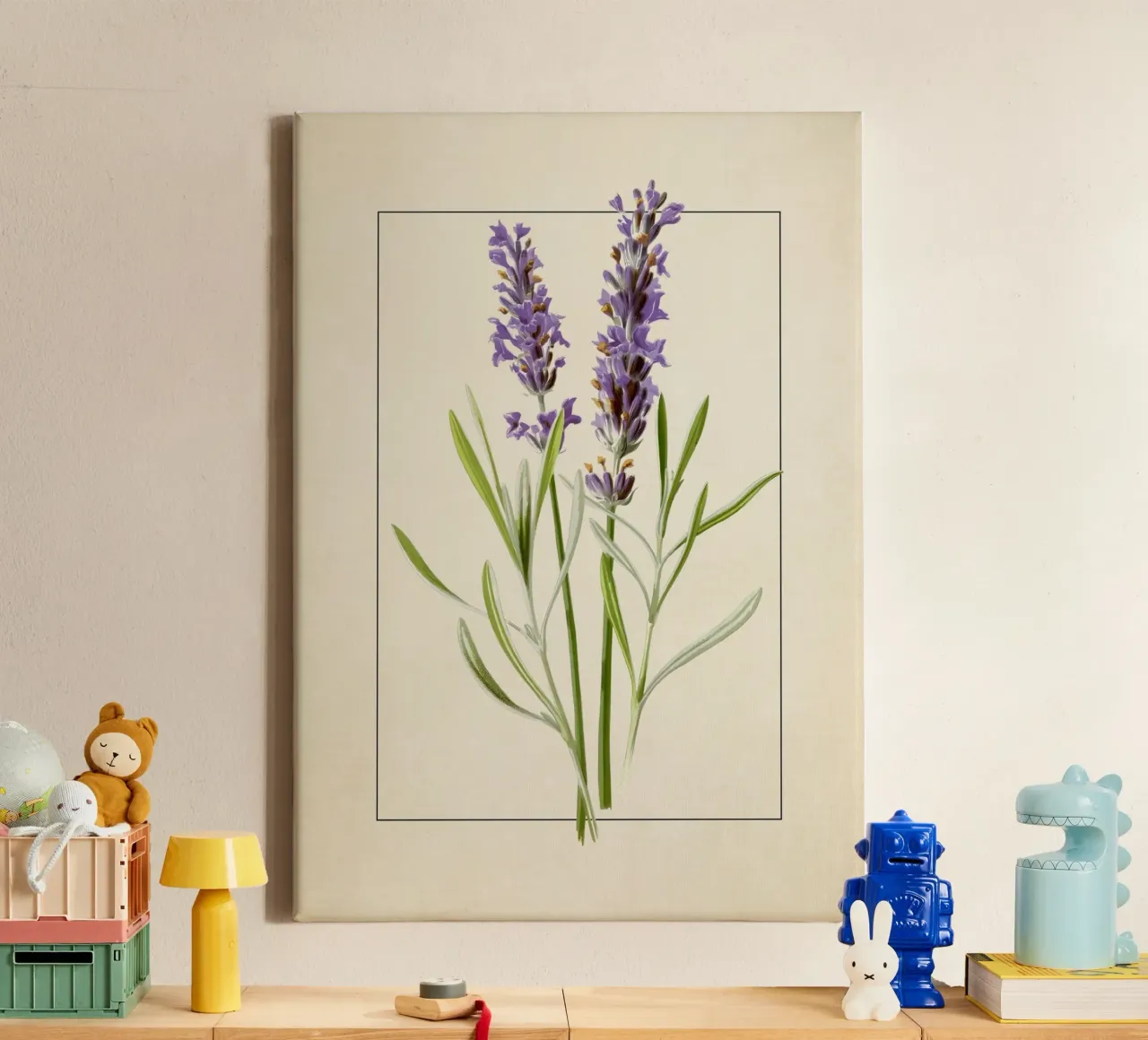 Stampa botanica vintage sulla lavanda - Arte murale floreale viola tela con Cornice a cassetta da ClubArt