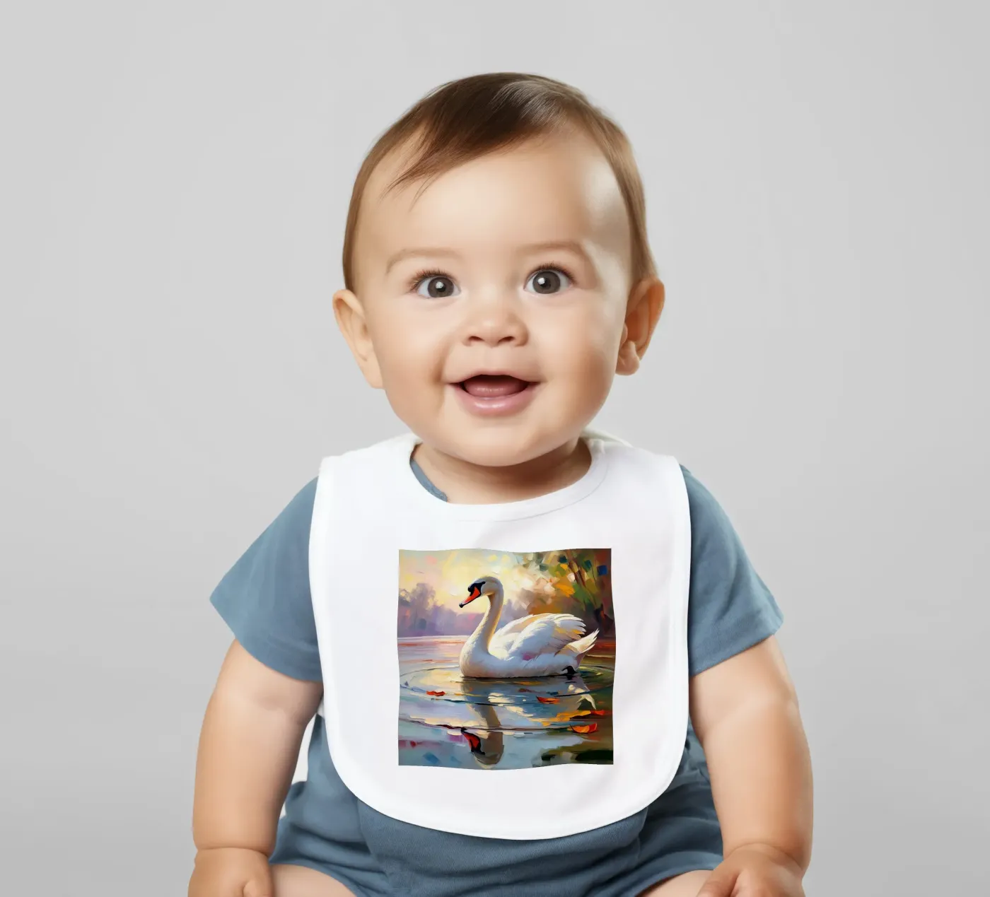 swan baby slabbetje van Earthly Visions