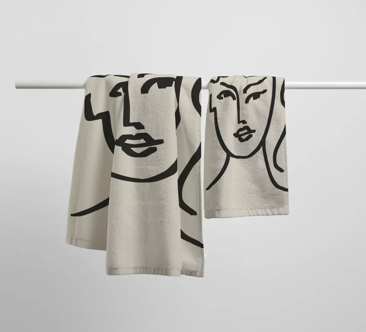 Line art candid portrait towel by Little Dean