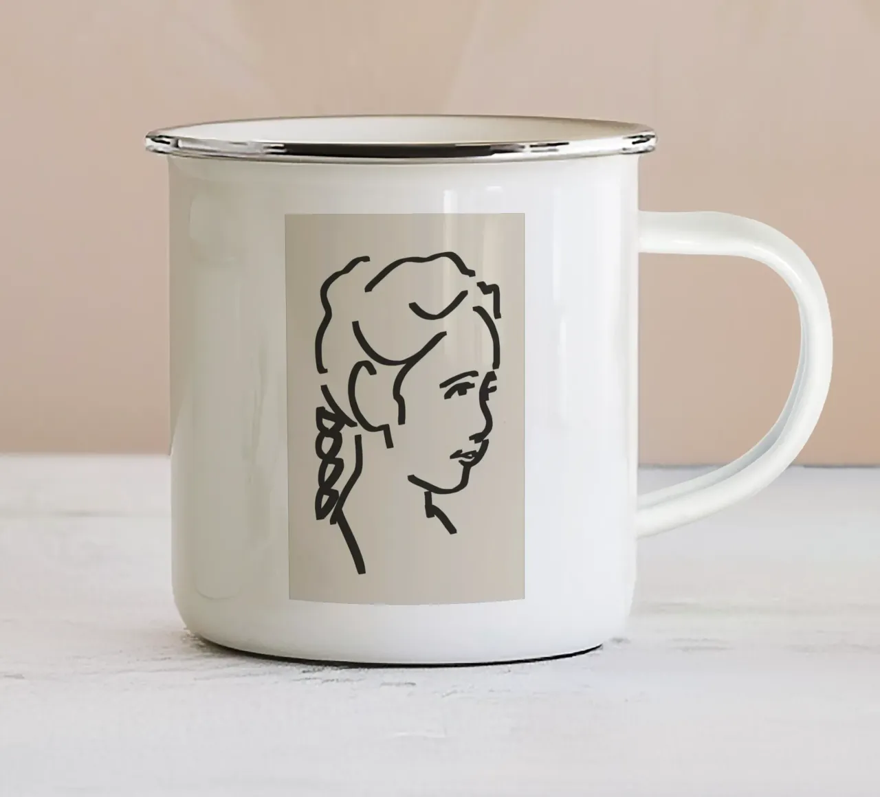 Ritratto candido in line art 10 tazza in smalto da Little Dean