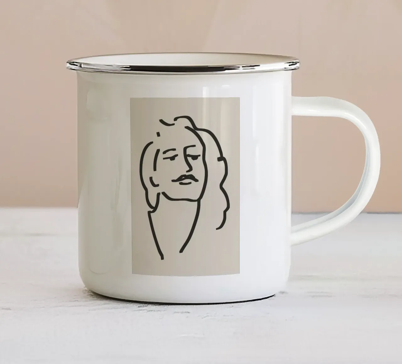 Ritratto candido in line art 11 tazza in smalto da Little Dean