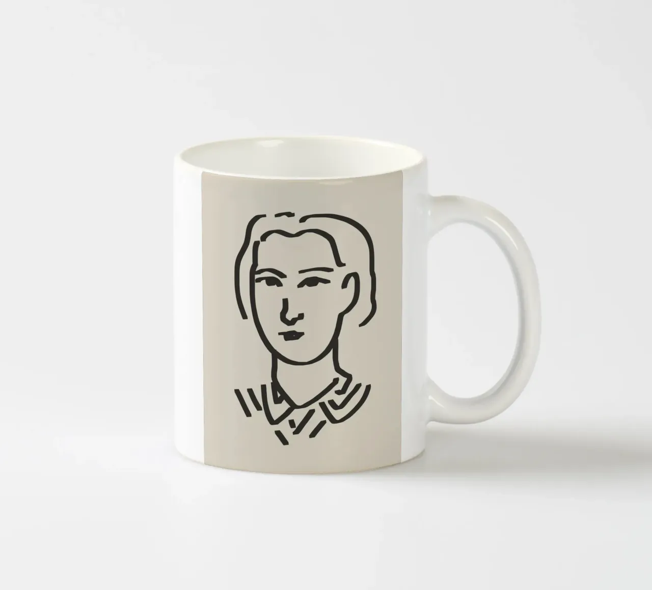 Ritratto candido in line art 14 tazza in ceramica da Little Dean