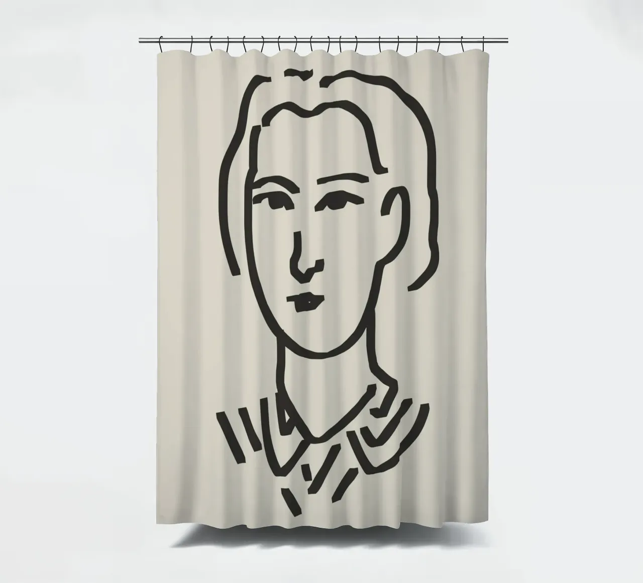Line art candid portrait 14 shower curtain by Little Dean