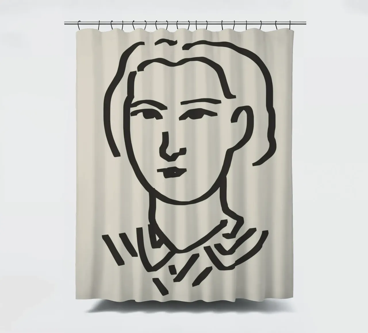 Line art candid portrait 14 shower curtain by Little Dean