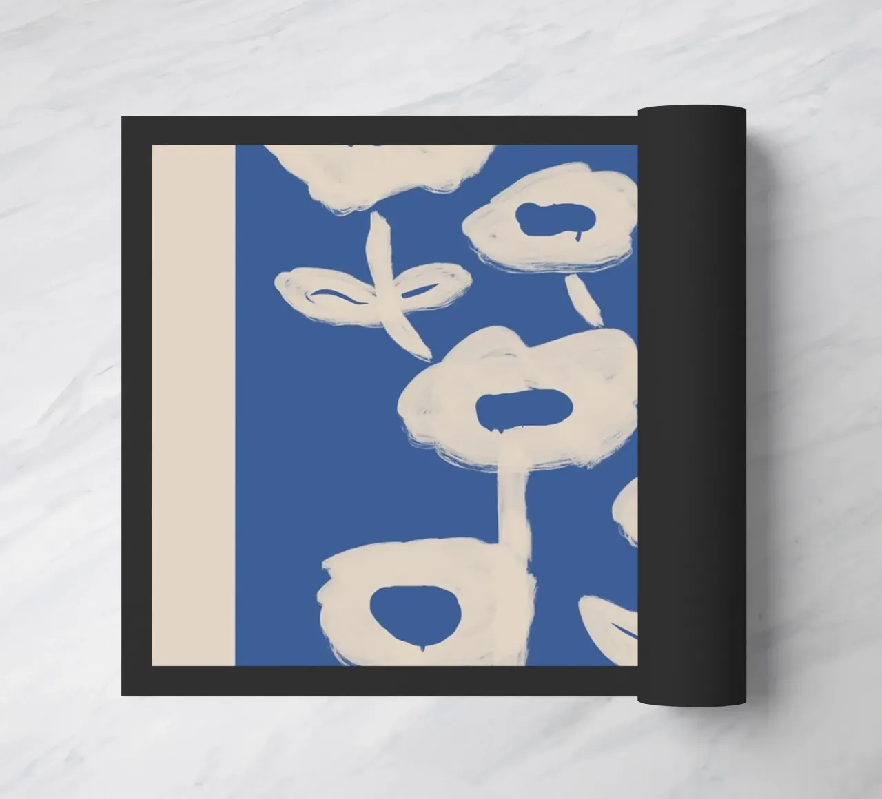 Fiori astratti minimalisti su blu zerbino da Melloi Art Print