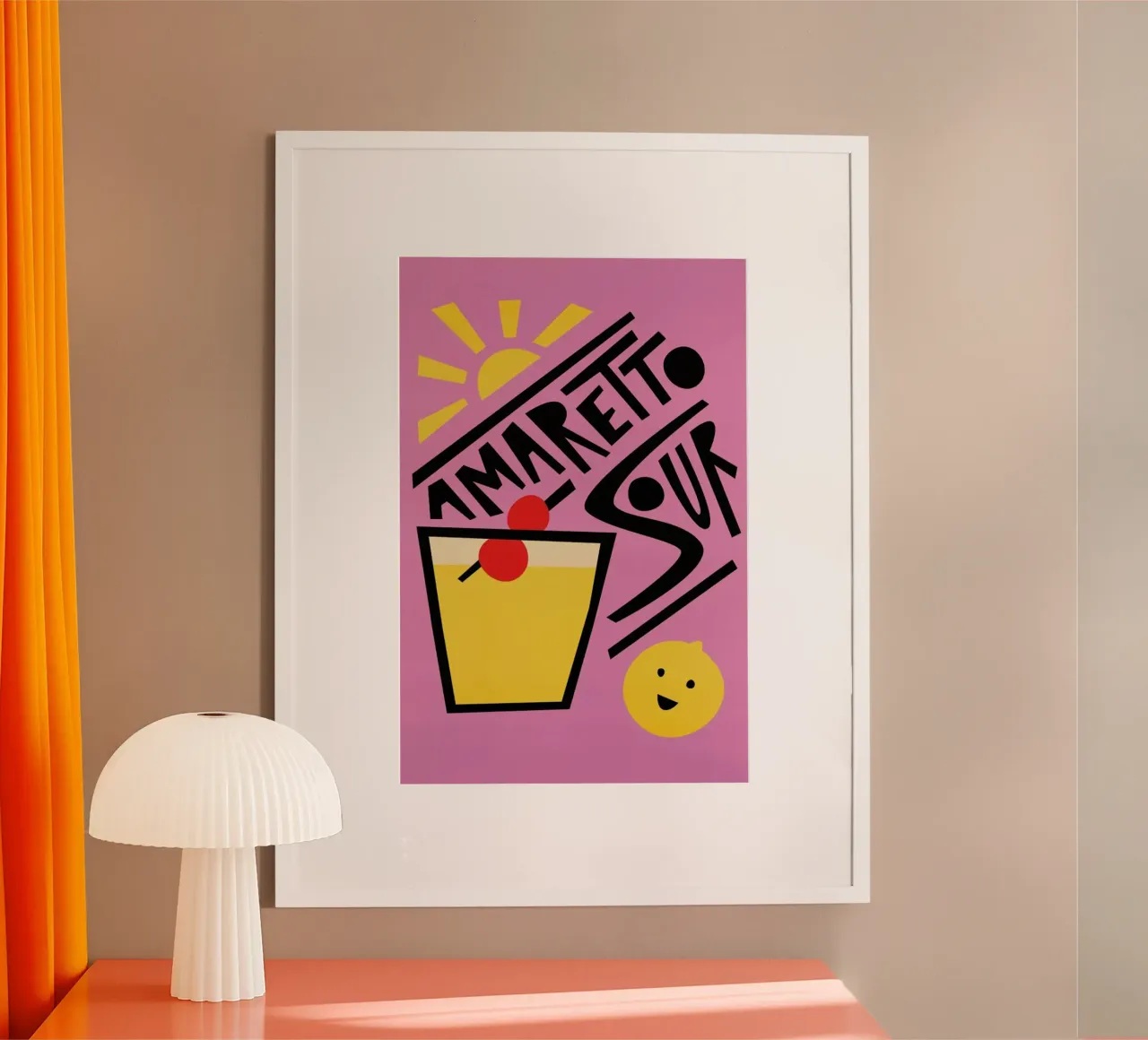 Amaretto Sour Cocktail poster con telaio in plastica da Fox & Velvet