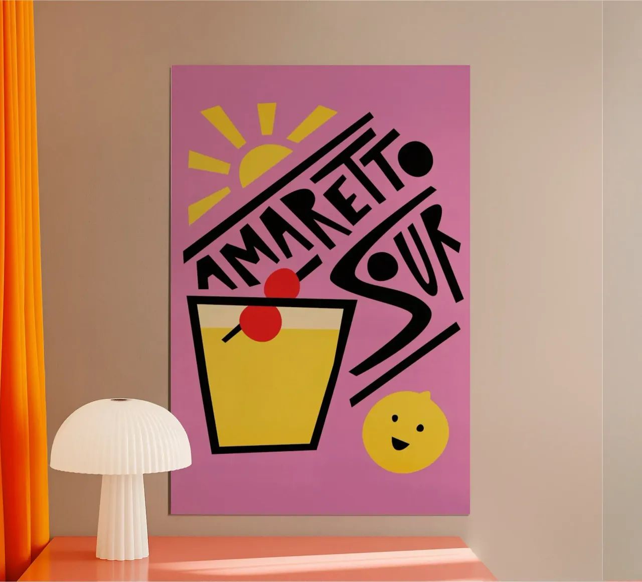 Amaretto Sour Cocktail poster con telaio in plastica da Fox & Velvet