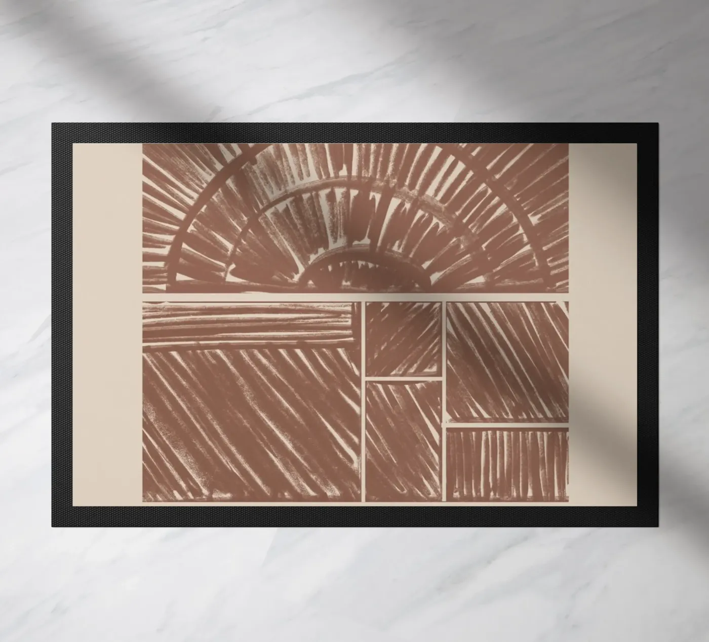 Abstract Brown Radial Pattern doormat by Melloi Art Print