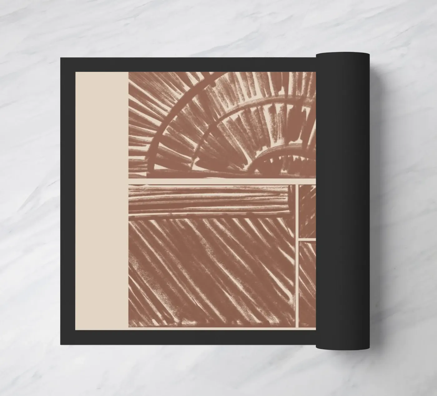 Abstract Brown Radial Pattern doormat by Melloi Art Print