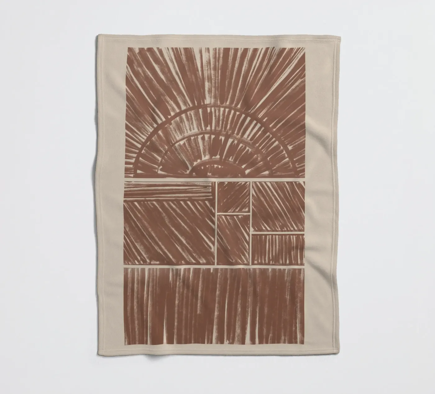 Abstraktes braunes Radial-Muster Fleecedecke von Melloi Art Print