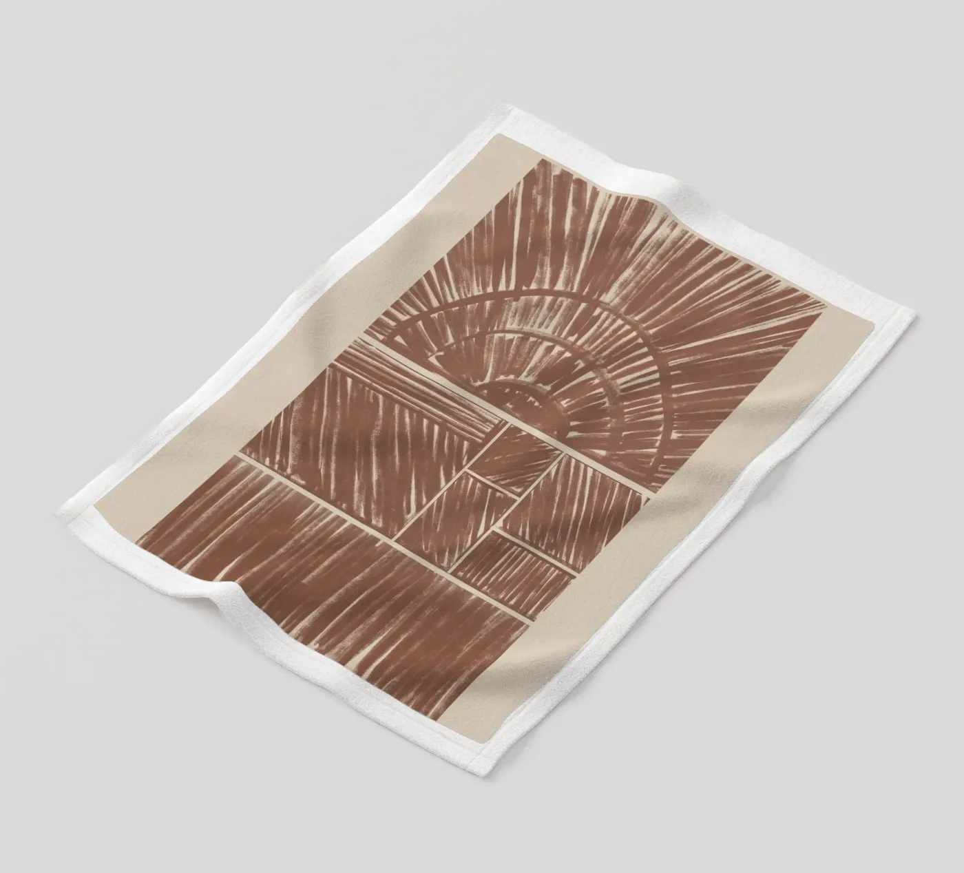 Abstraktes braunes Radial-Muster Fleecedecke von Melloi Art Print