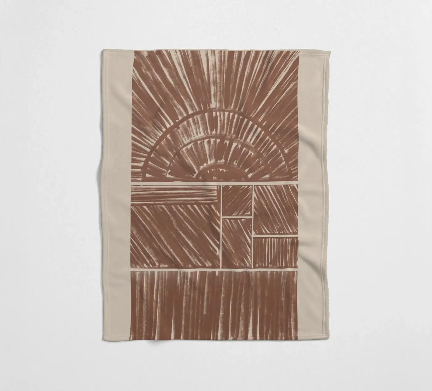 Abstraktes braunes Radial-Muster Fleecedecke von Melloi Art Print