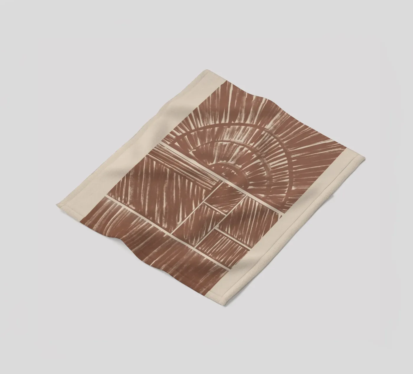 Abstraktes braunes Radial-Muster Fleecedecke von Melloi Art Print