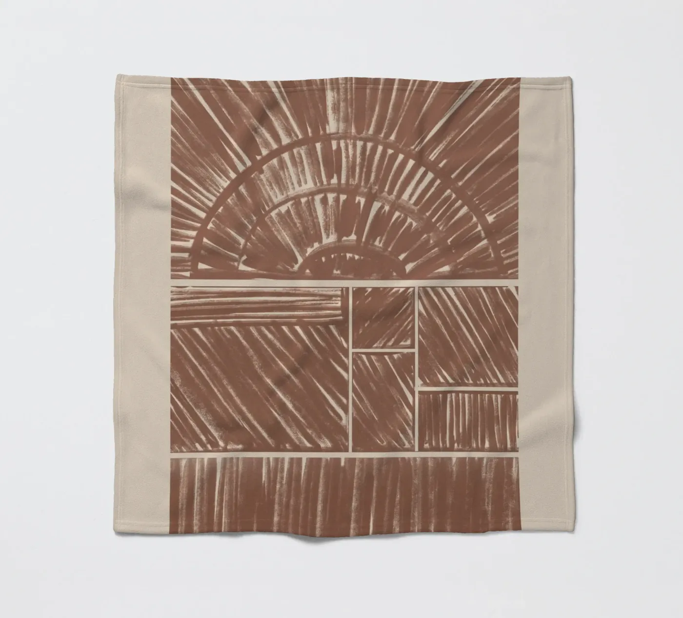 Abstraktes braunes Radial-Muster Fleecedecke von Melloi Art Print