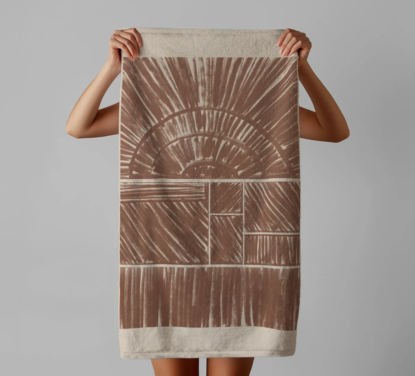 Abstract Brown Radial Pattern towel by Melloi Art Print