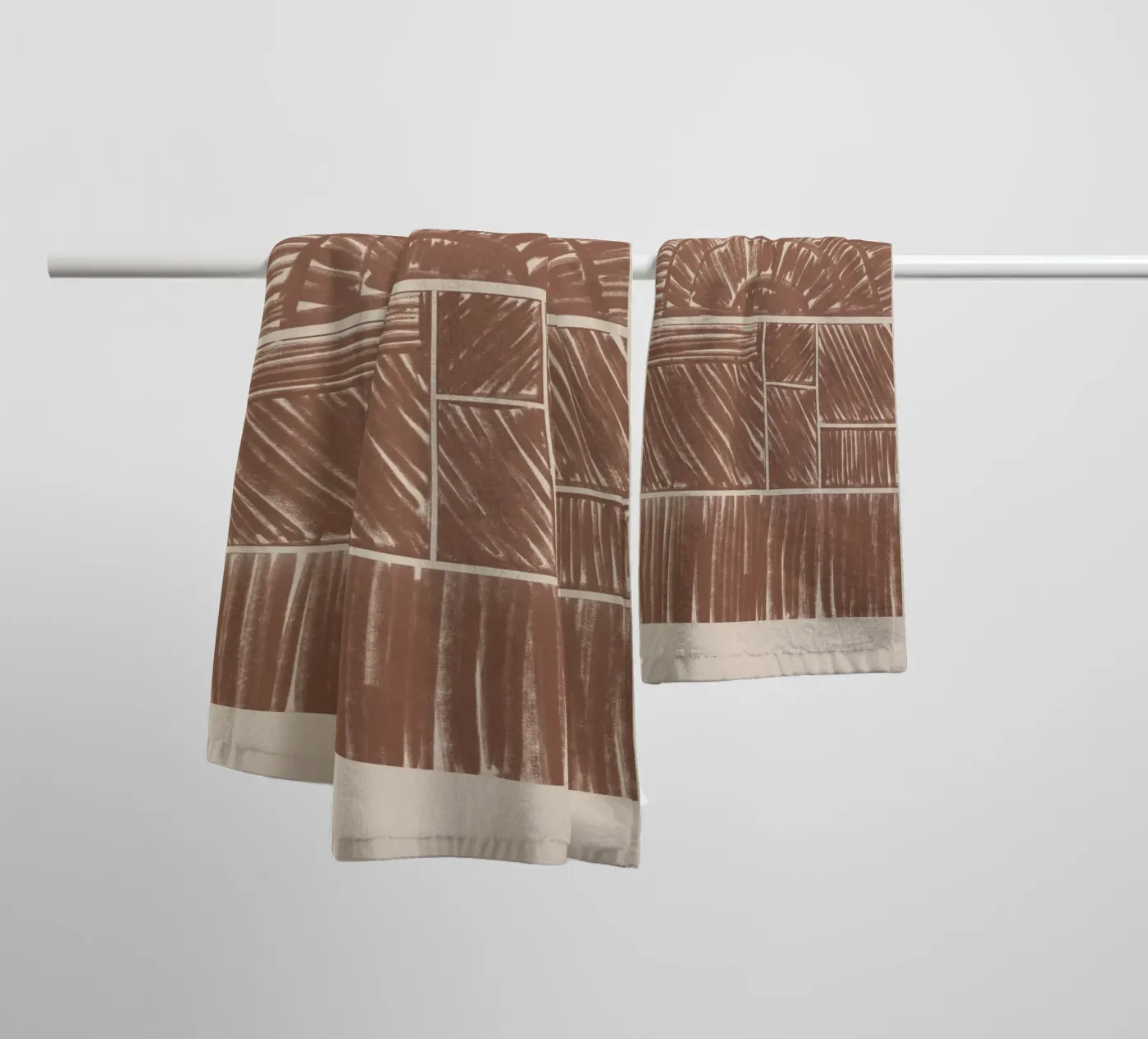 Abstract Brown Radial Pattern towel by Melloi Art Print
