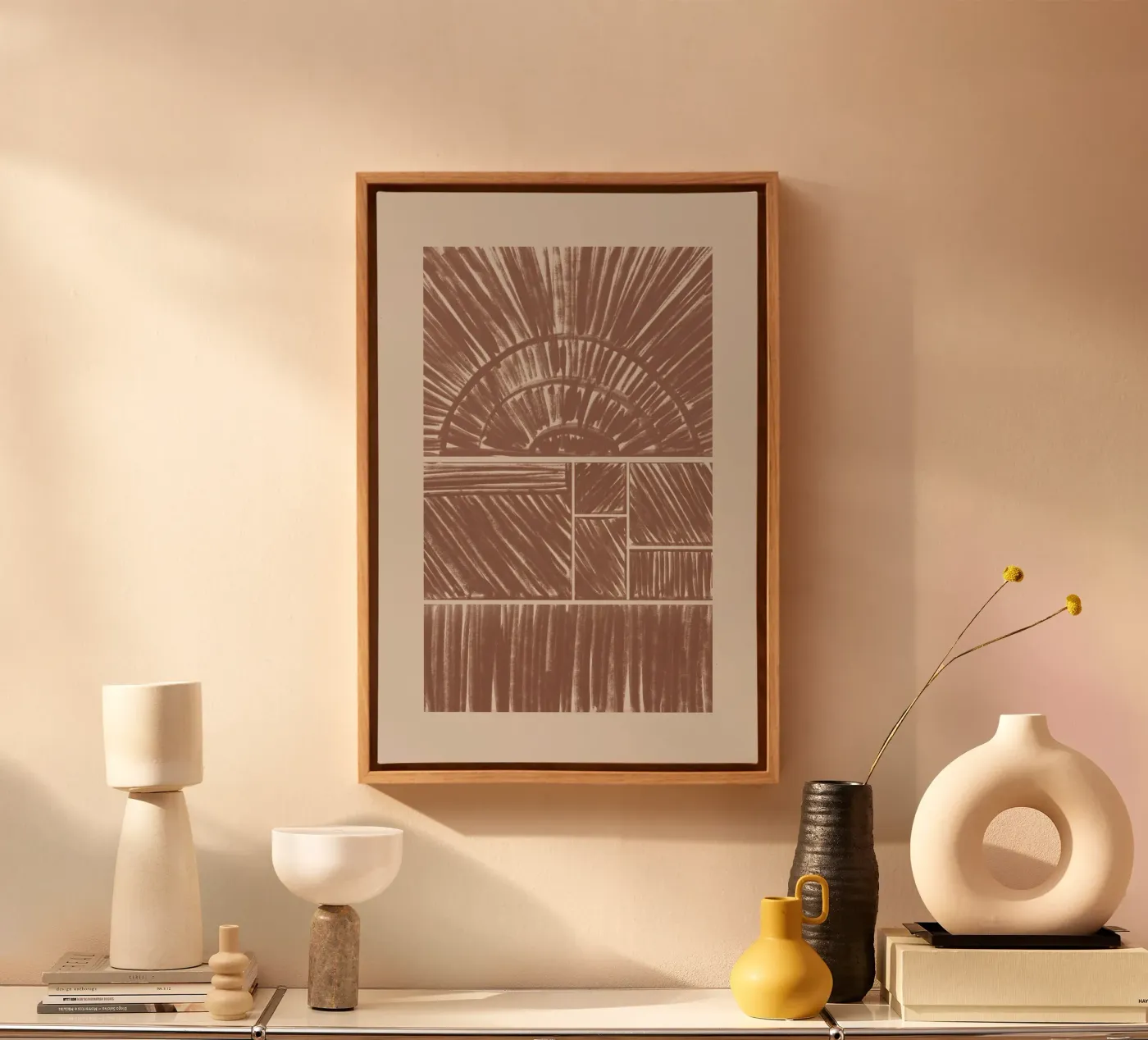 Abstract Brown Radial Pattern canvas by Melloi Art Print