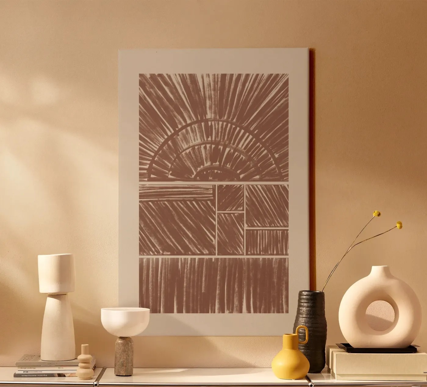 Abstract Brown Radial Pattern canvas by Melloi Art Print