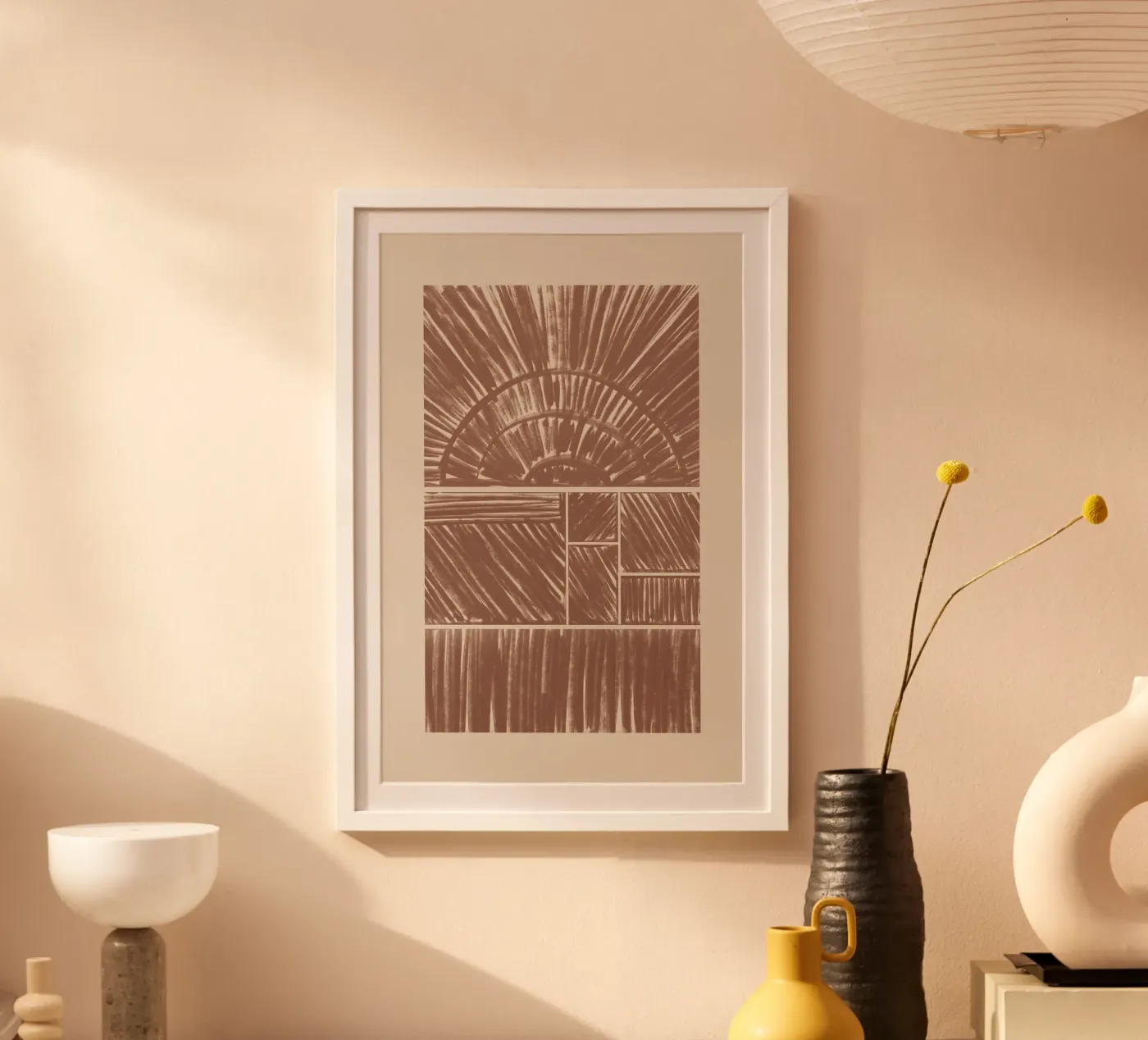 Abstraktes braunes Radial-Muster Poster von Melloi Art Print