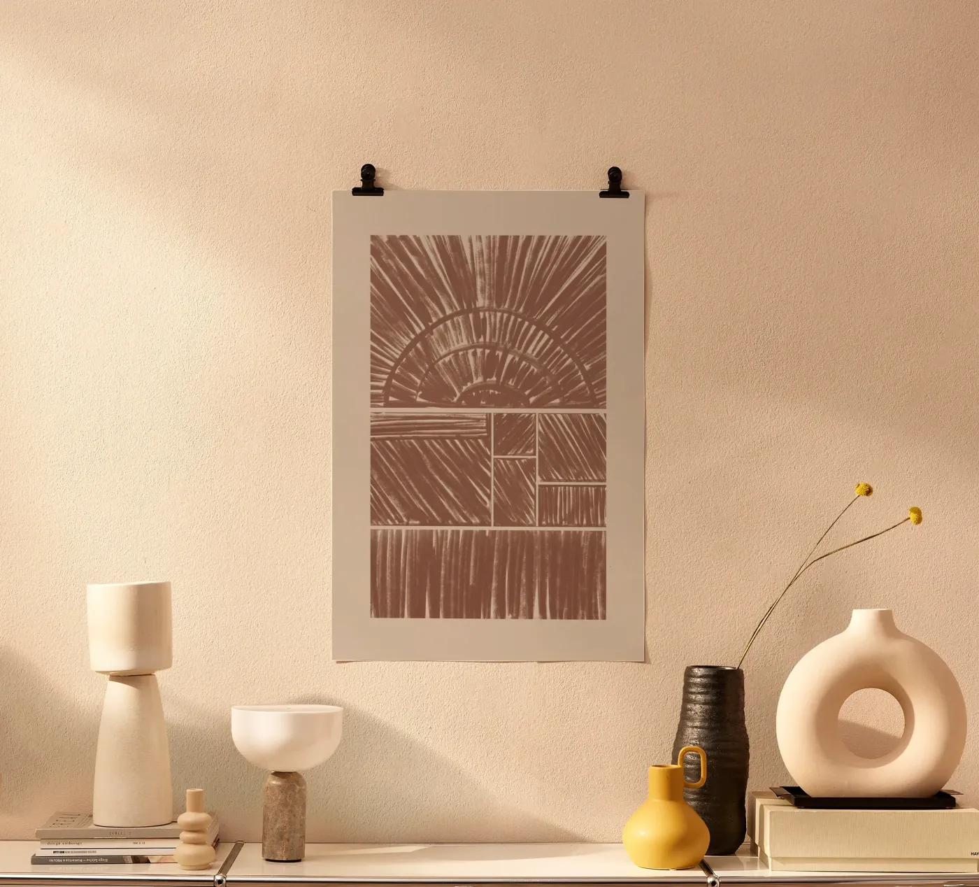 Abstraktes braunes Radial-Muster Poster von Melloi Art Print
