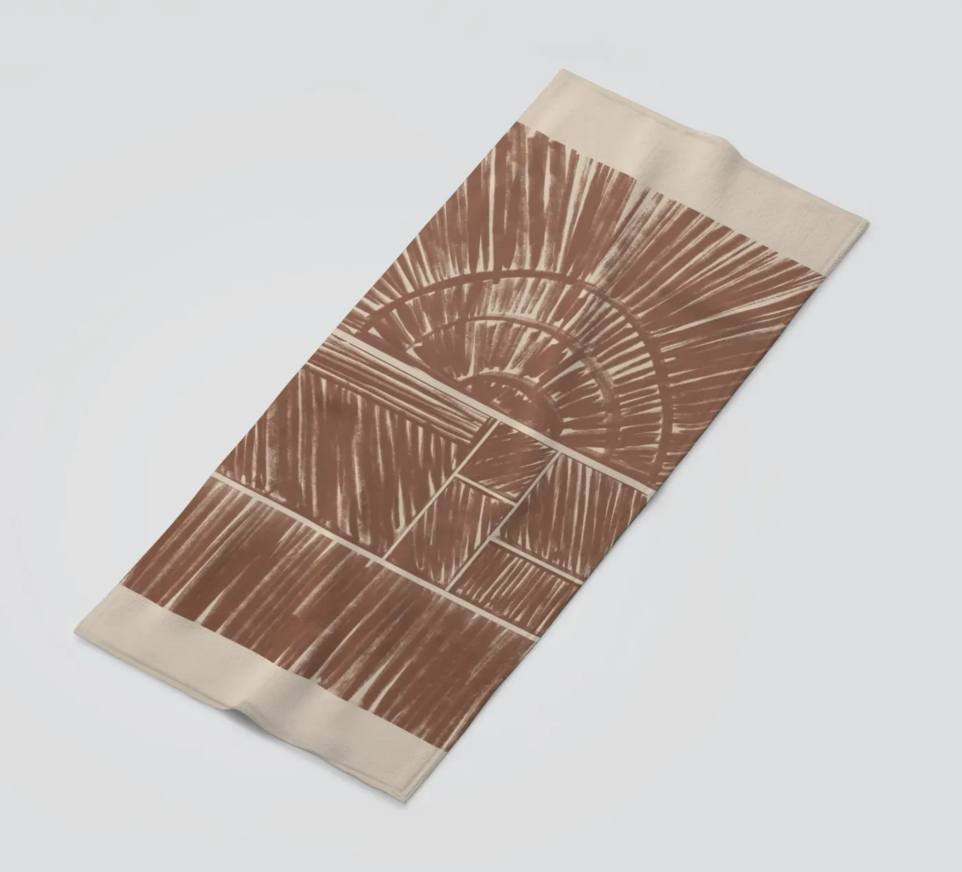 Abstract bruin radiaal patroon strandhanddoek van Melloi Art Print