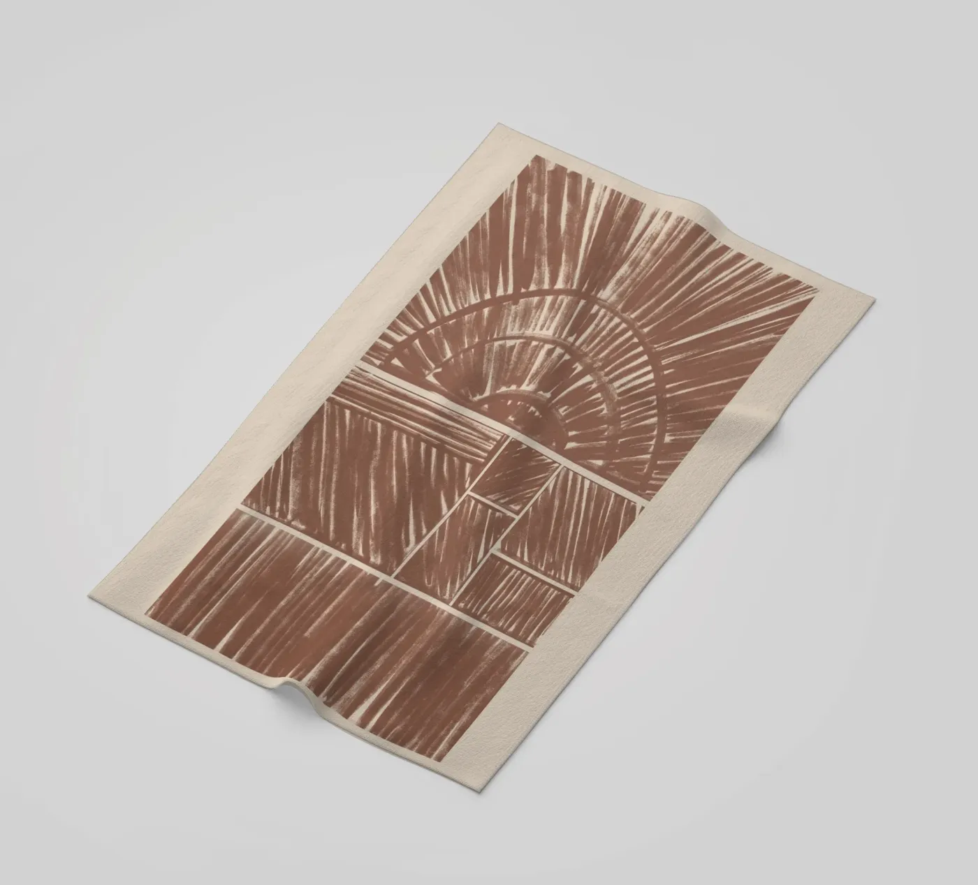 Abstract bruin radiaal patroon strandhanddoek van Melloi Art Print