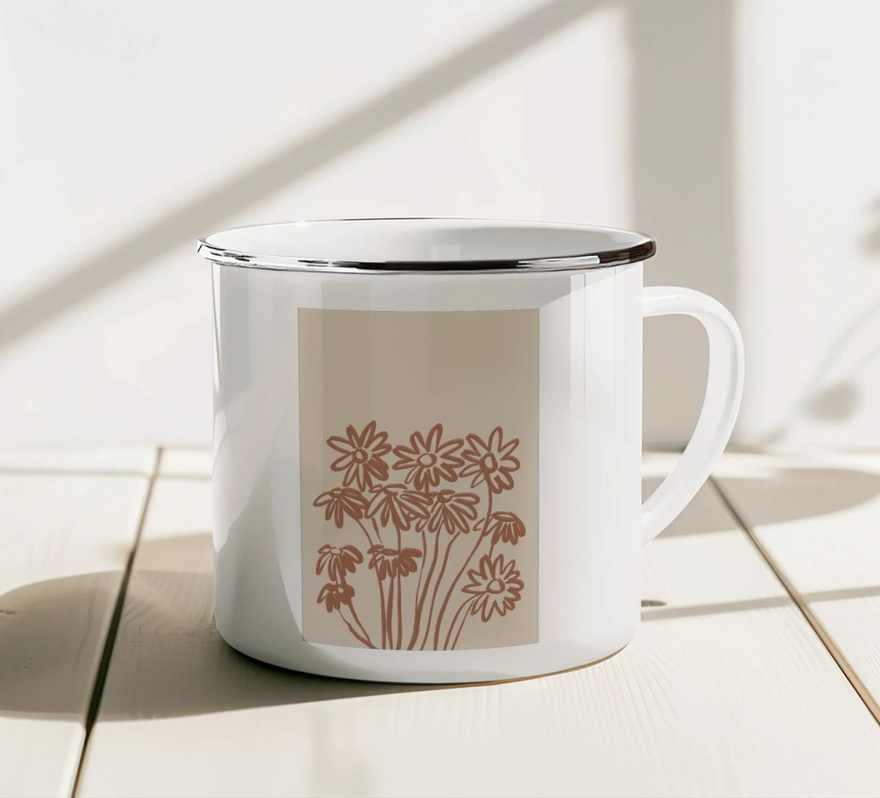 Grappolo di margherite minimalista tazza in smalto da Melloi Art Print