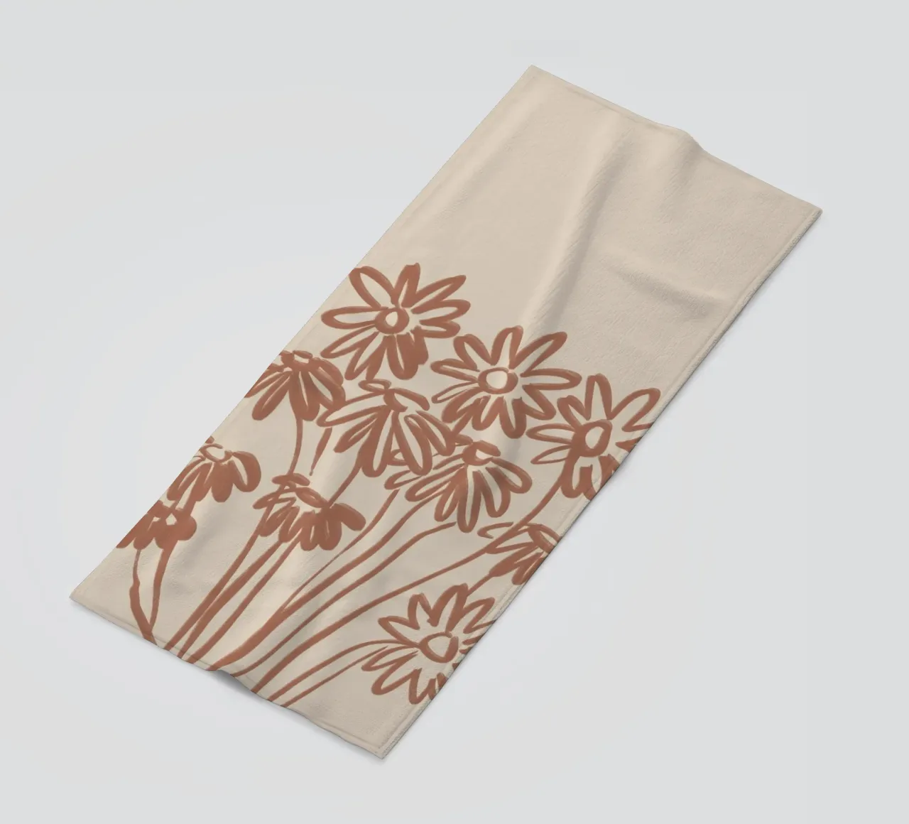 Minimalist Daisy Bunch Line Art beach towel by Melloi Art Print