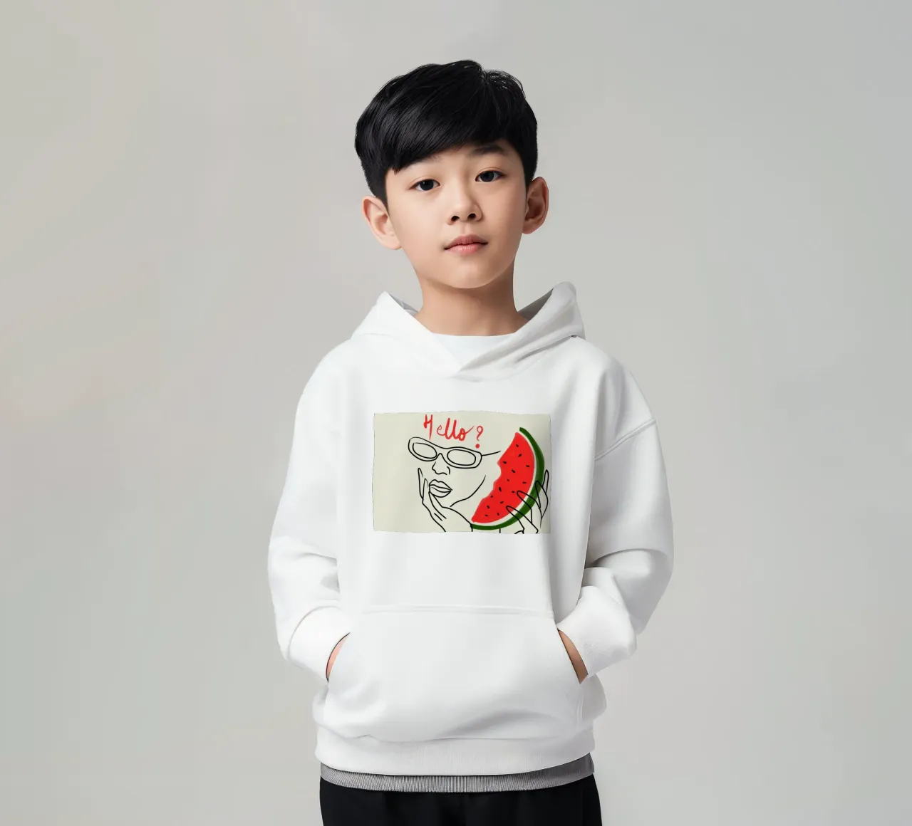Hello? Watermelon Calling! kids hoodie by Kintsugi99
