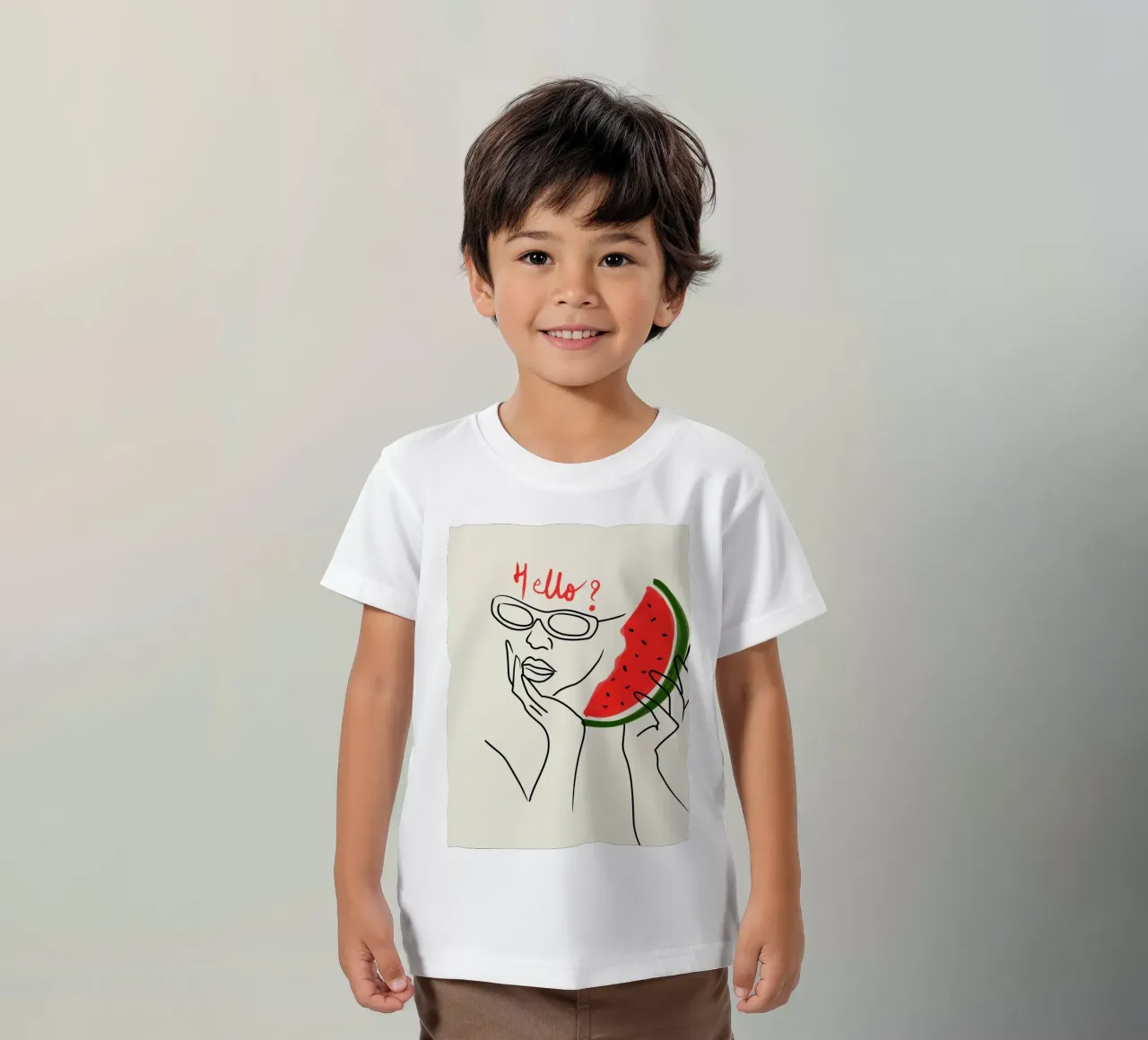 Hello? Watermelon Calling! kids t-shirt by Kintsugi99