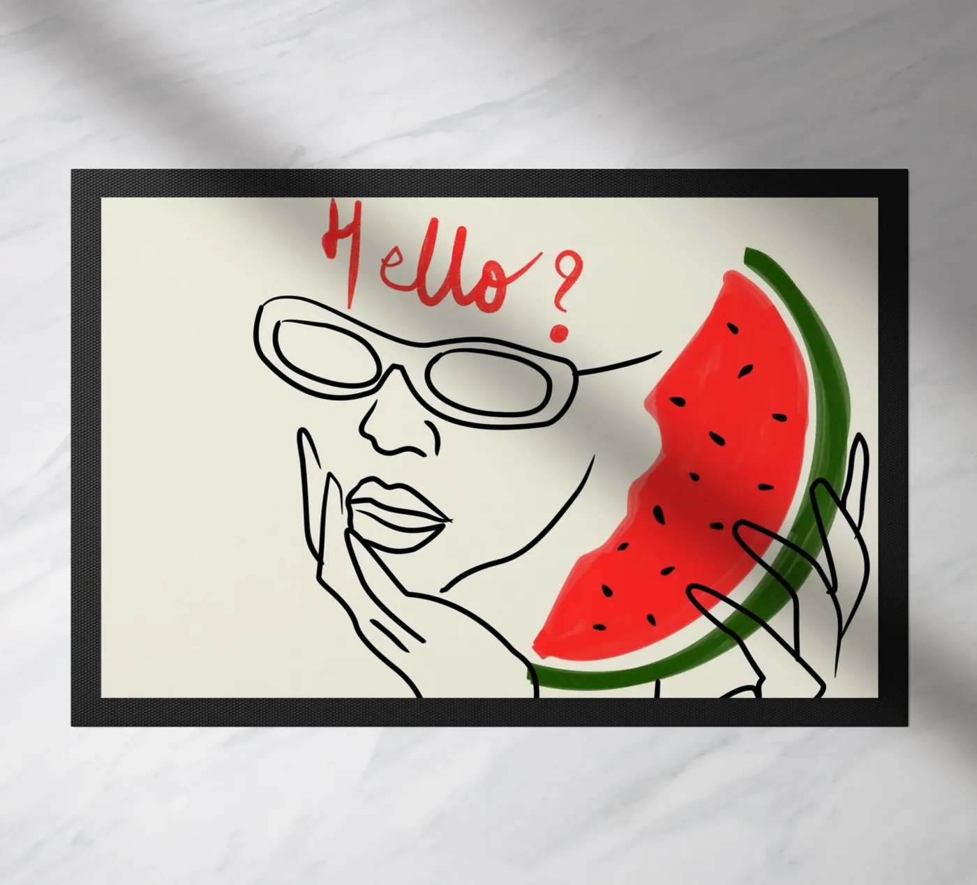 Hallo? Die Wassermelone ruft! Fußmatte von Kintsugi99