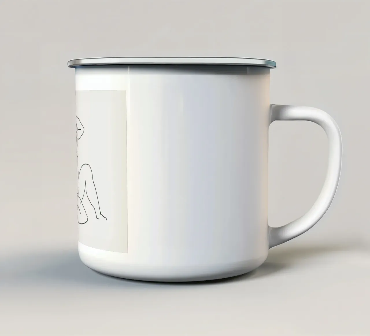 Line art seduta nuda tazza in smalto da Little Dean
