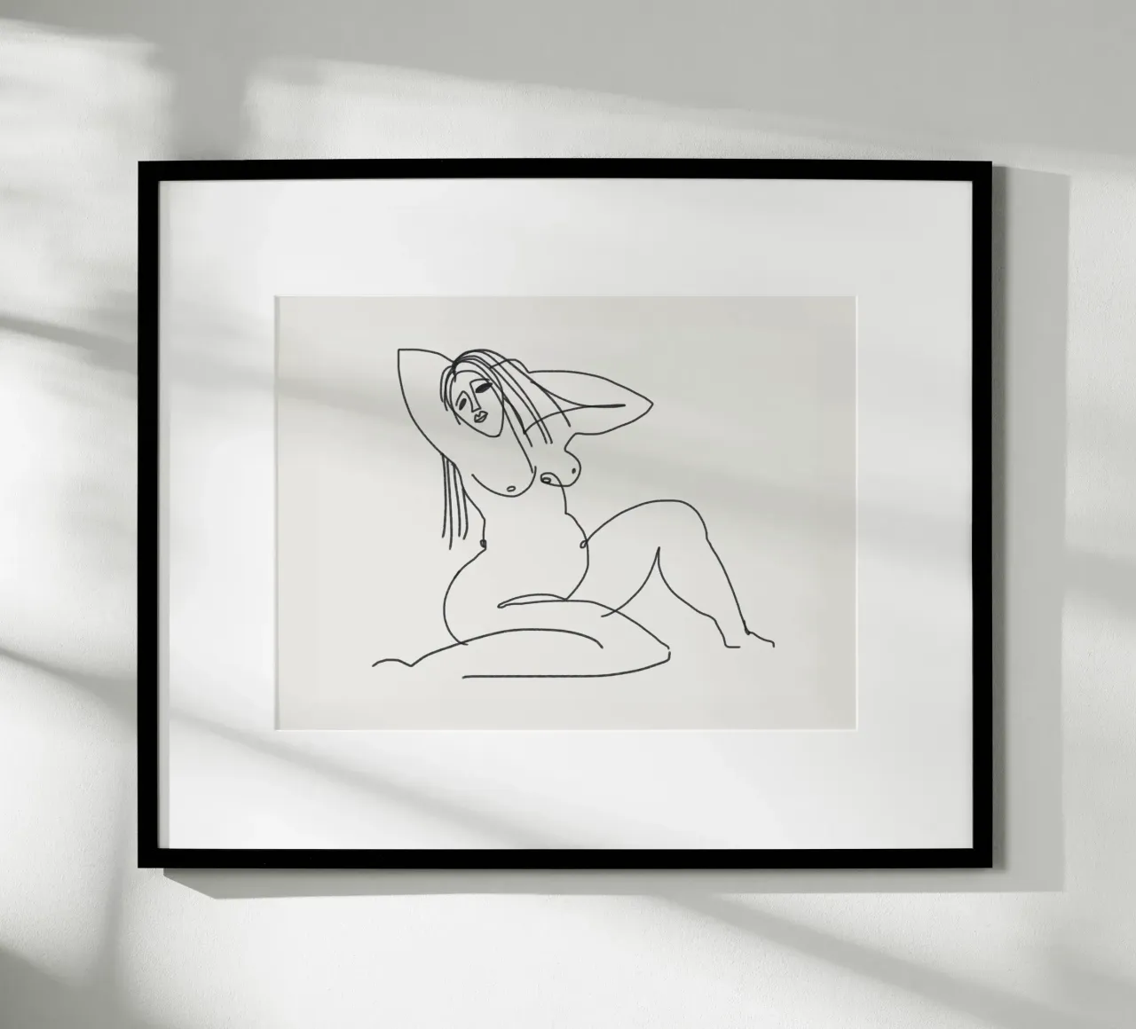 Linienkunst sitzend nackt Poster von Little Dean