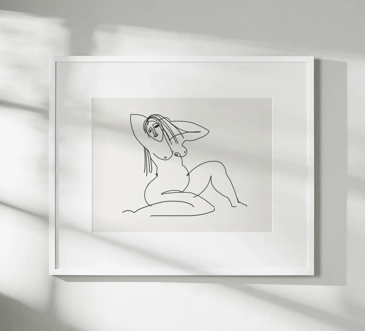 Linienkunst sitzend nackt Poster von Little Dean