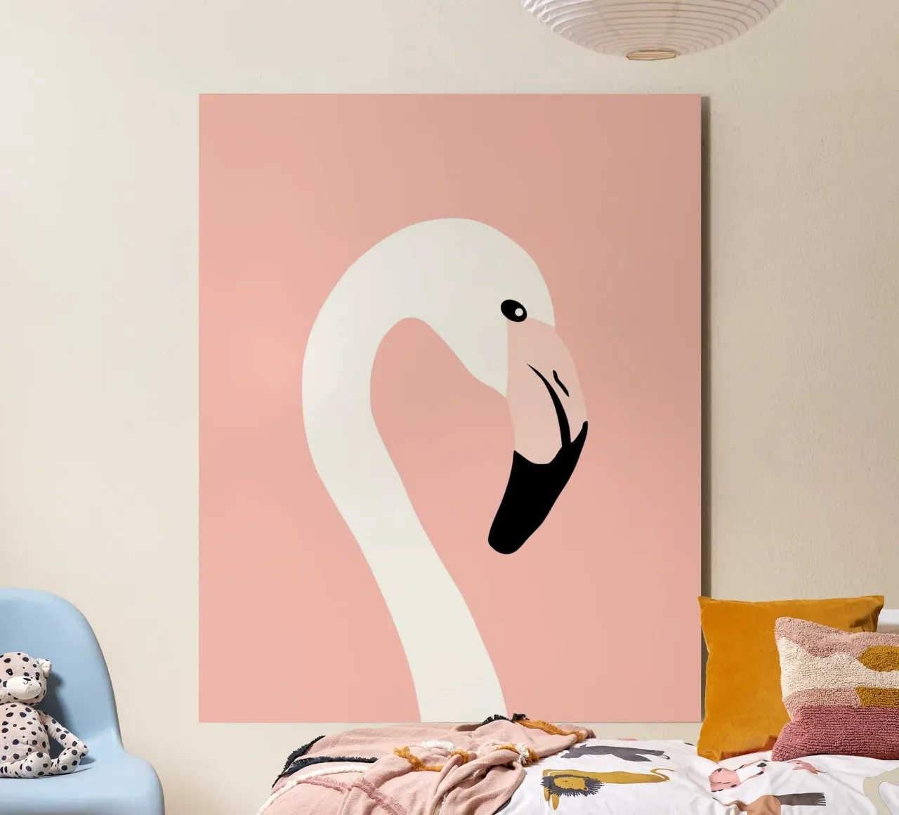 Kindergartentier - Flamingo Alu-Dibond von Little Dean