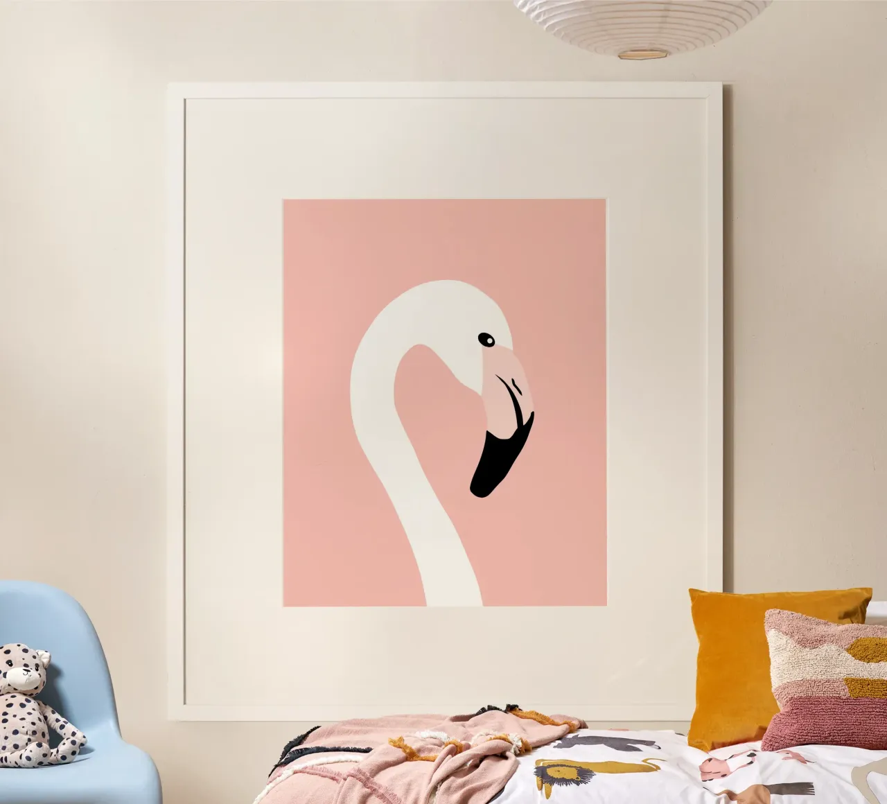 Animale della nursery - Fenicottero poster con telaio in plastica da Little Dean