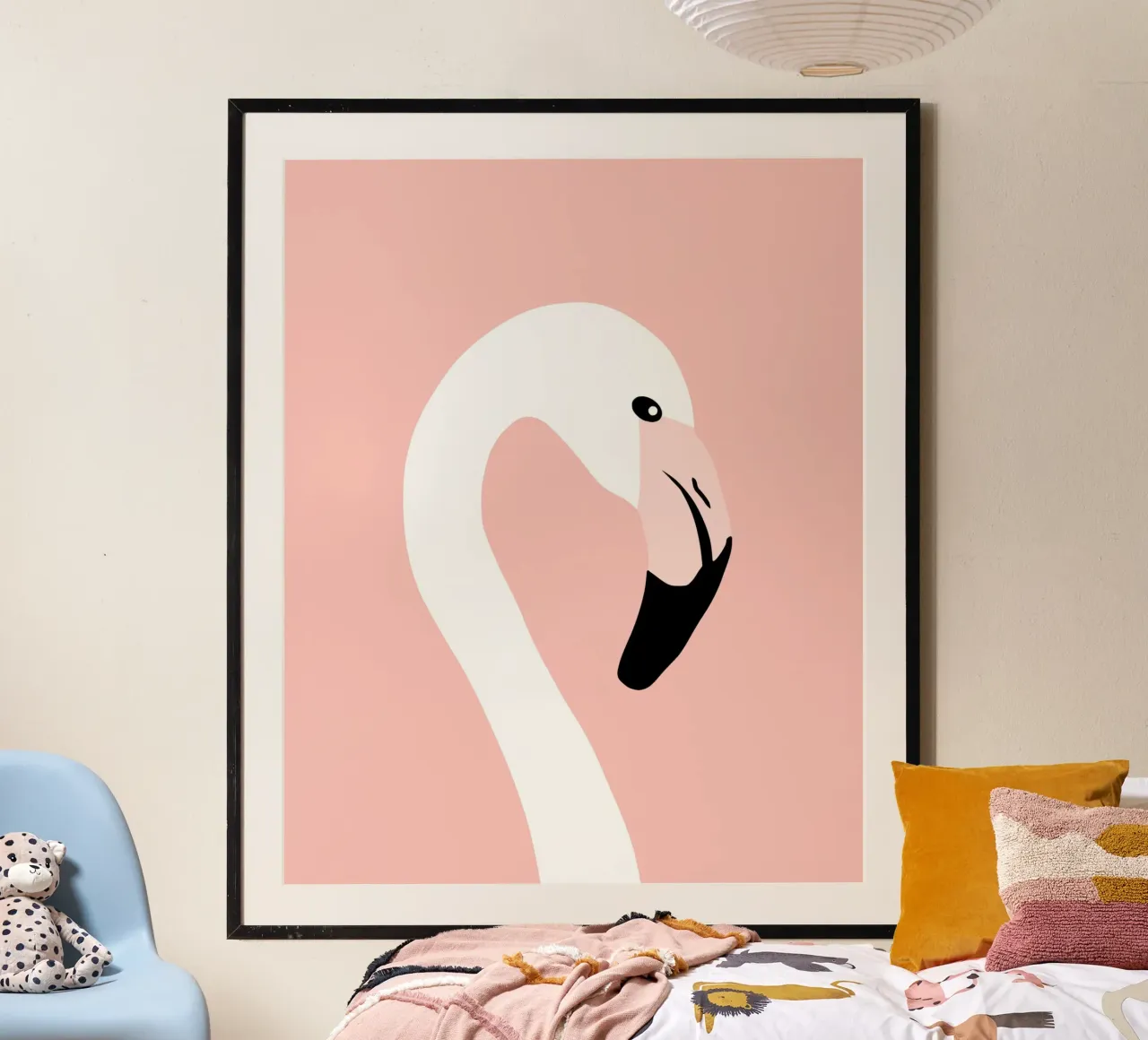 Animale della nursery - Fenicottero poster con telaio in plastica da Little Dean