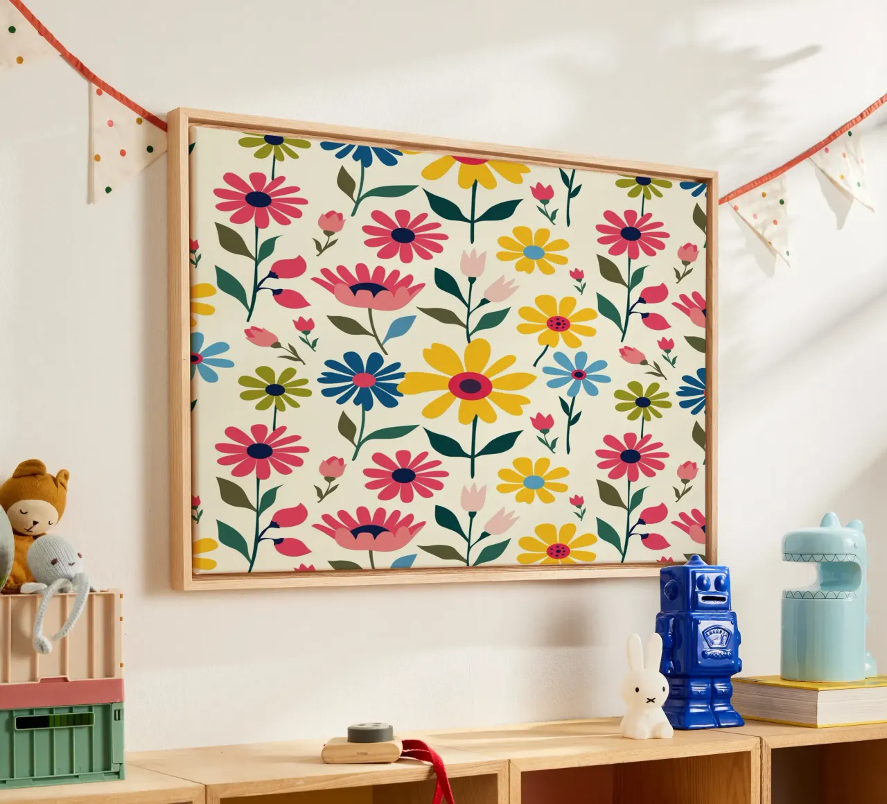 Bambina in fiore tela con Cornice a cassetta da Kintsugi99