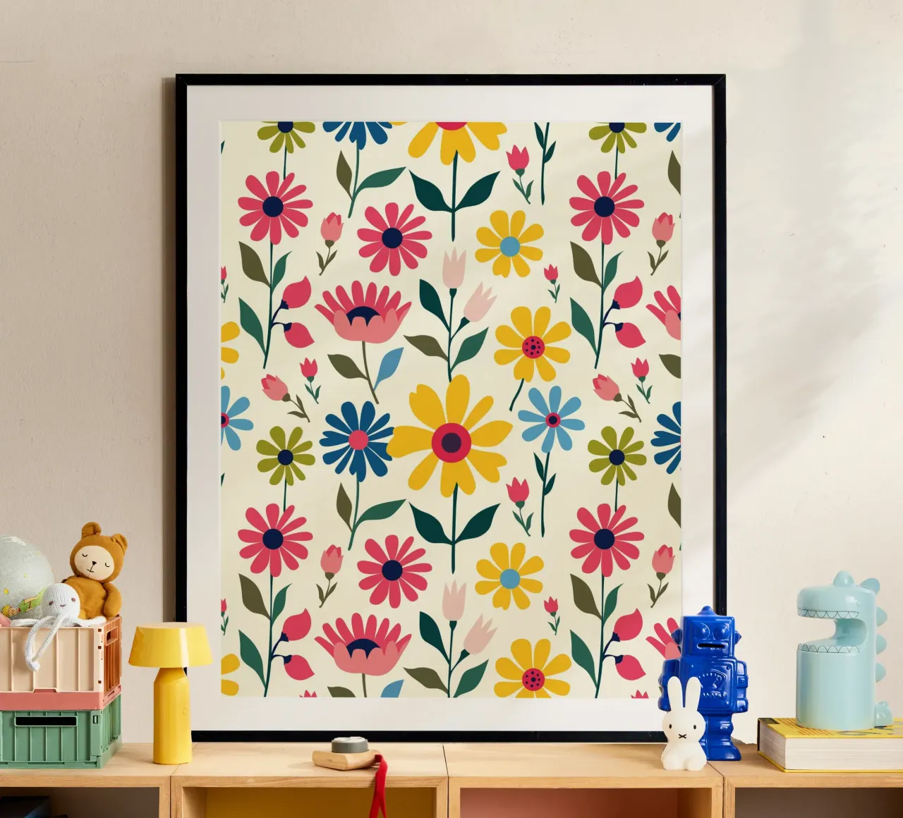 Bambina in fiore poster con telaio in alluminio da Kintsugi99