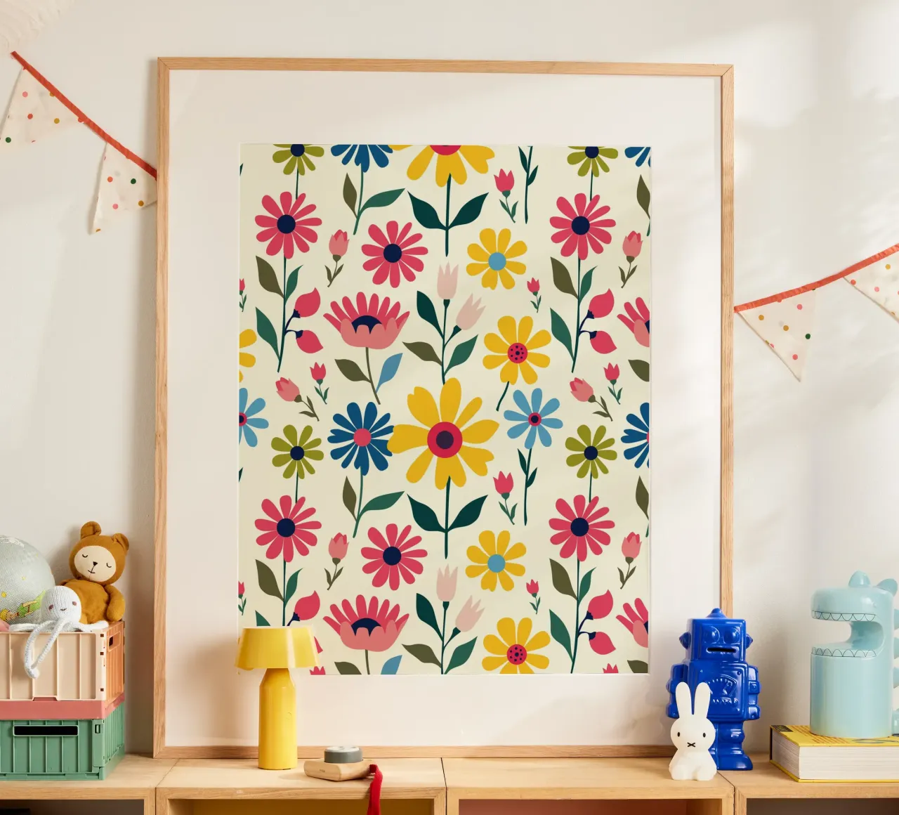 Bambina in fiore poster con telaio in alluminio da Kintsugi99