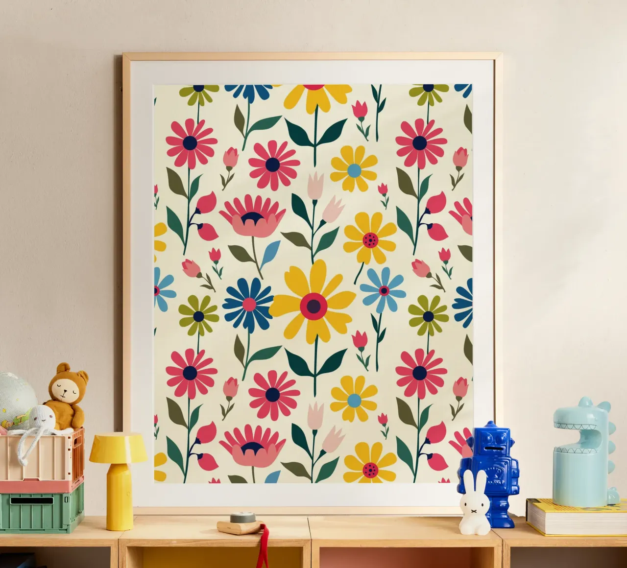Bambina in fiore poster con telaio in alluminio da Kintsugi99