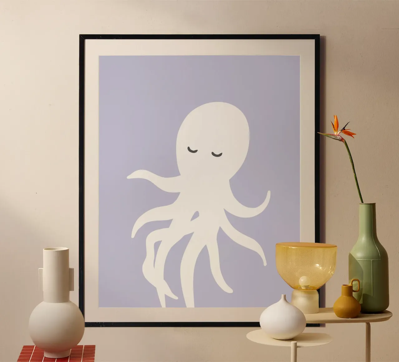 Animale della nursery - polpo poster con telaio in plastica da Little Dean