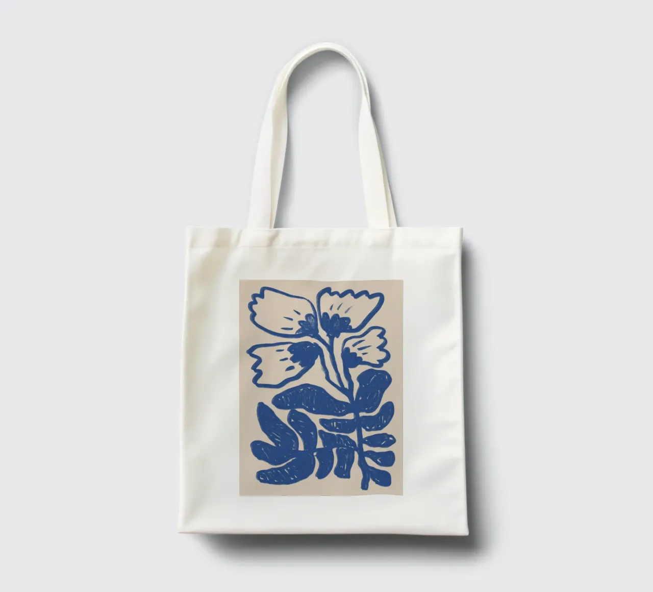 Blu astratto floreale botanico borsa in juta da Melloi Art Print