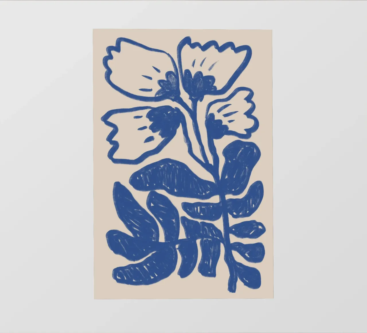 Blu astratto floreale botanico telo in pvc da Melloi Art Print