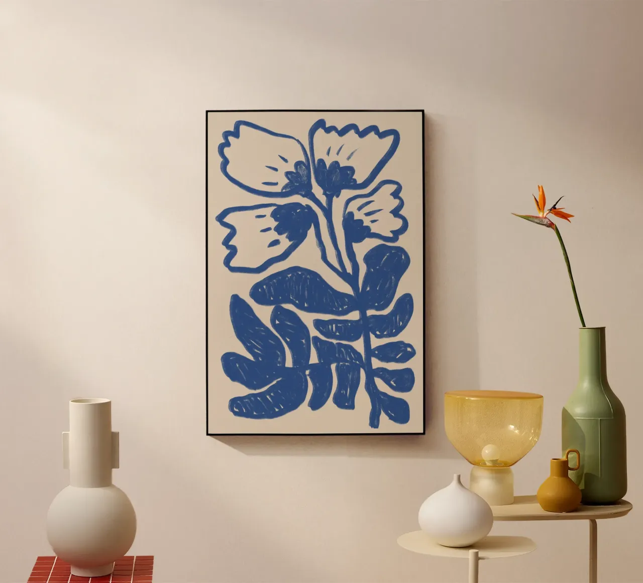 Blu astratto floreale botanico plexiglass da Melloi Art Print