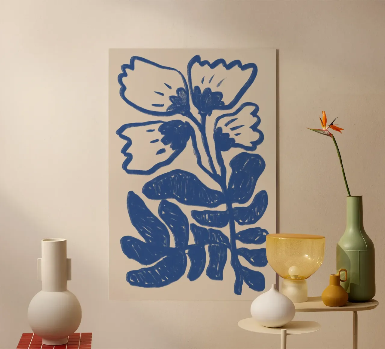 Blu astratto floreale botanico plexiglass da Melloi Art Print