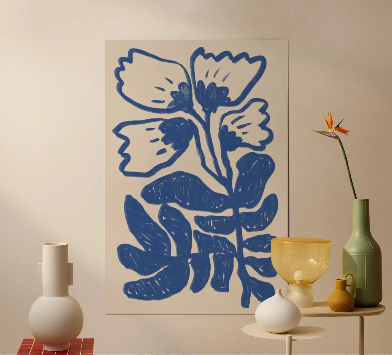 Blu astratto floreale botanico carta hahnemühle da Melloi Art Print
