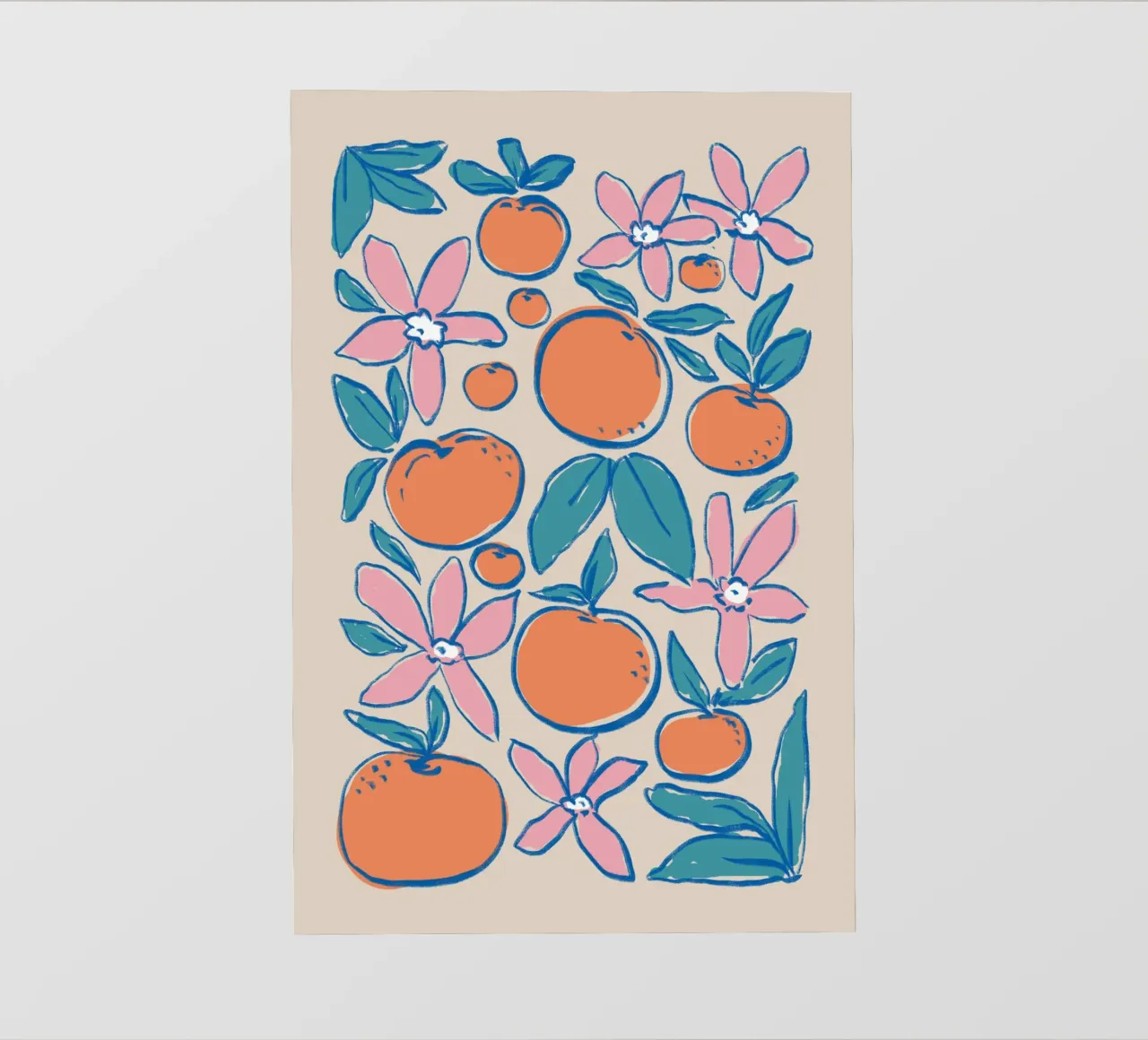 Arte dei fiori d'arancio colorati pellicola backlit da Melloi Art Print