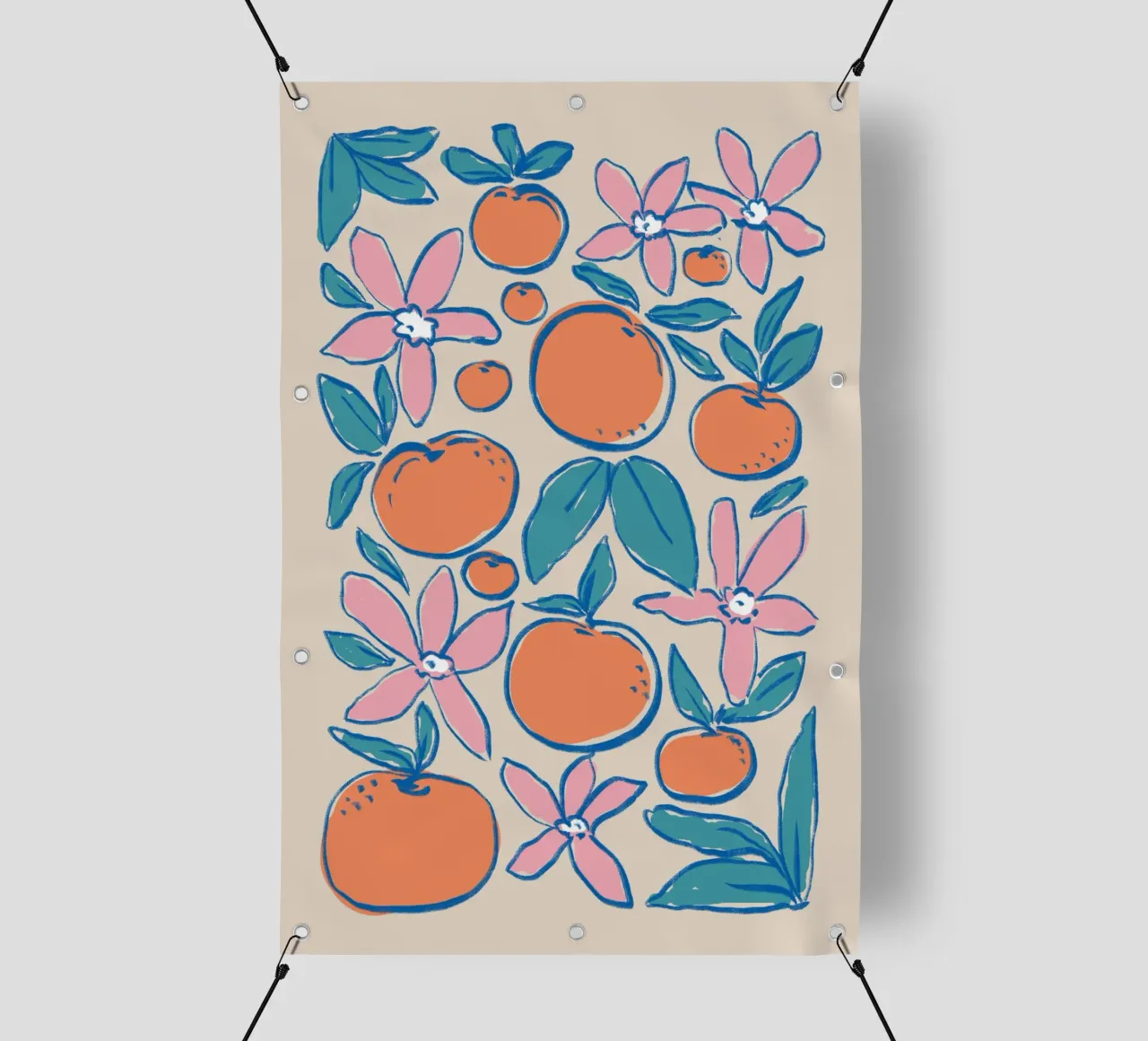 Arte dei fiori d'arancio colorati telo in pvc da Melloi Art Print